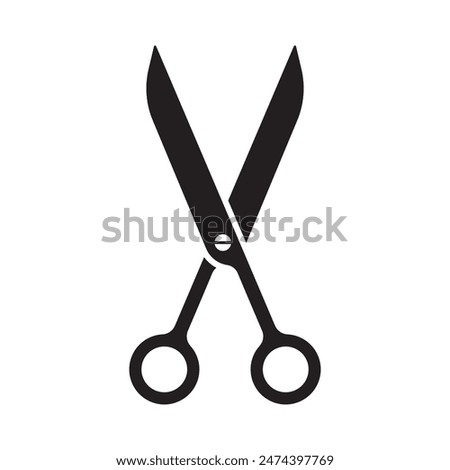 A minimalist black silhouette of a pair of scissors, symbolizing precision and creativity, ideal for a wide range of design applications.