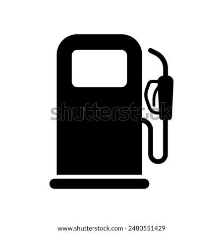 A minimalist black silhouette of a fuel pump, representing the essential service of refueling in a clean, modern design.