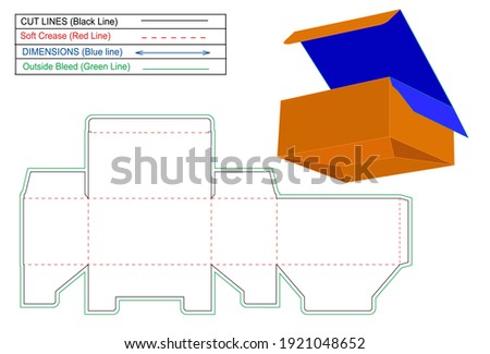Tuck Top auto bottom lock or Snap Bottom Lock box dieline template and 3D render box