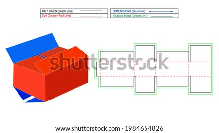 Ragular slotted container box (RSC), different styles packing cardboard box, dieline tamplate and 3d box, color changeable and editable box. Foto stock © 