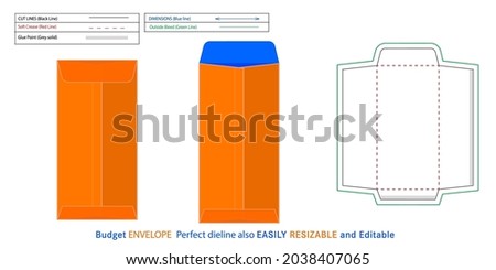 Vertical Budget Envelope dieline and 3D vector file, vertical style budget envelope editable and resizable  9x18 cm