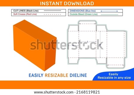 Custom Reverse Tuck  or (RTE) End folding box dieline template