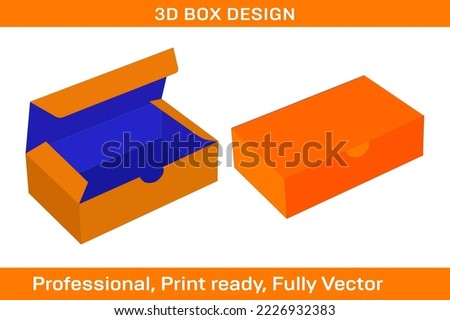 Reverse Tuck End Box, RTE boxes dieline template and 3D render box