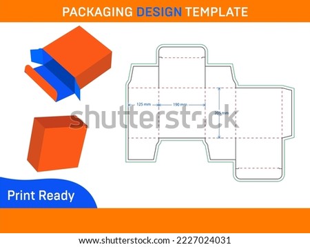 Resizable and editable Tuck End Cosmetic box Dieline template and 3D render box