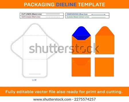 Square Envelope Dieline Template design