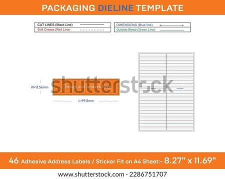 46 Adhesive Address Labels Dieline Template 99.8 x 12.56mm