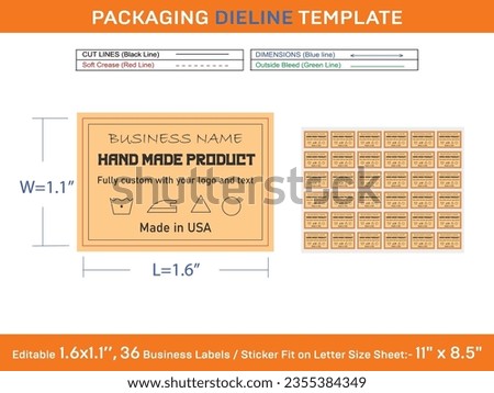 Editable 1.6x1.1 inch 36 Business Labels, Sticker, Tag, Fit in Letter Sheet