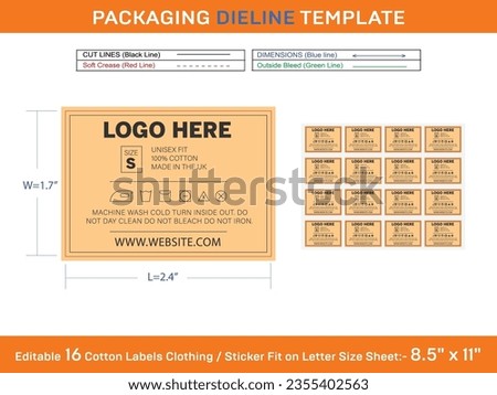 Editable 2.4x1.7 inch 16 Cotton Labels for Clothing, Tag, Stiker Fit In Letter Sheet