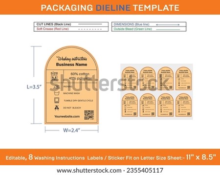 Editable 2.4x3.5 inch 8 Washing Instructions Labels, Tag, Stiker Fit in Letter Sheet