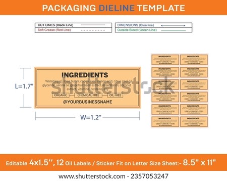 Editable 4x1.5 inch 12 Oil Labels Ideas, Tag, Sticker Fit in Letter Sheet