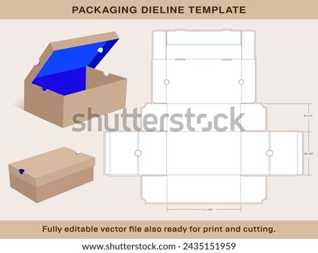 Sneaker shoe Box Template extra Large size 14.5x8.5x5.5 Inch | One piece corrugated shoebox die line template