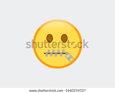 Vector illustration of emoji zipper mouth face
