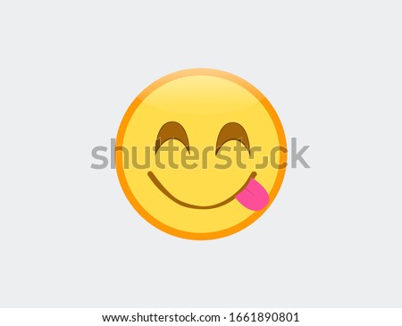Vector illustration of emoji Smiling Face Licking Lips