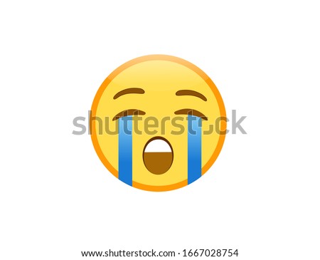 Vector illustration of loudly crying face emoji