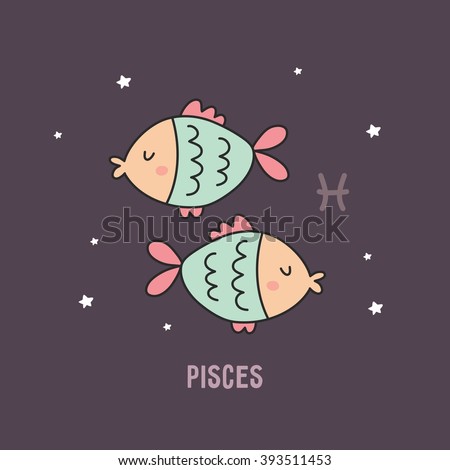 Zodiac sign cartoon vector illustration. pisces