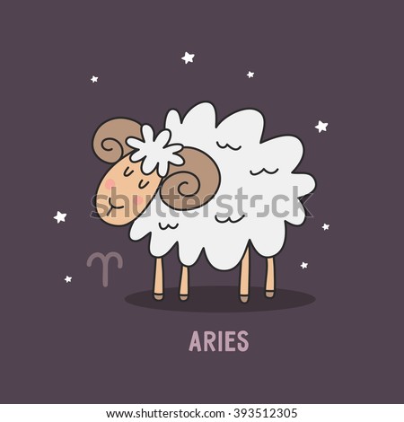 Zodiac sign cartoon vector illustration. aries