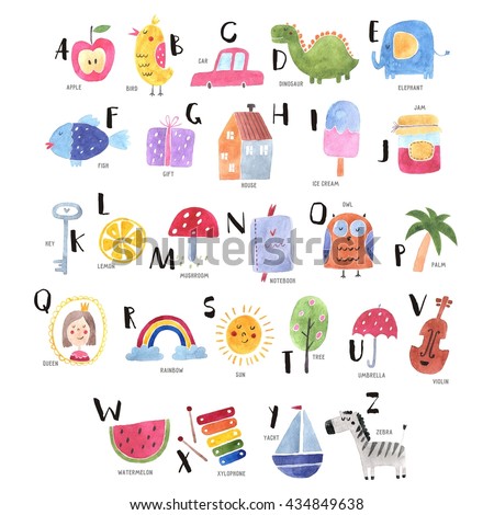 Watercolor alphabet for children