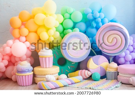 Similar – Image, Stock Photo colourful balloons in rainbow colours in front of a bright blue sky | lifted