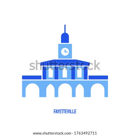 Fayetteville landmarks flat logo design. Market House, Fayetteville, North Carolina