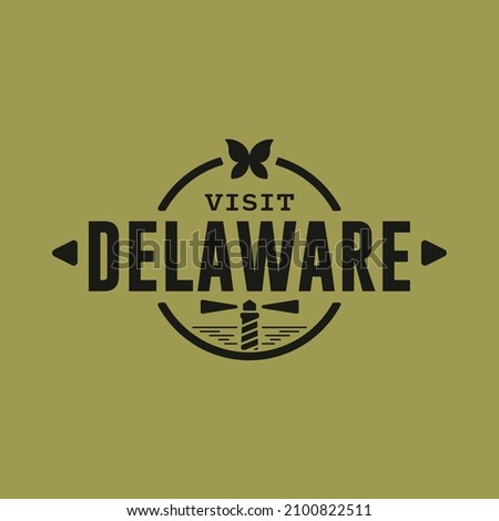 Visit Delaware state USA, travel logo and icon