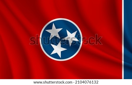 Flag of Tennessee, USA. Realistic waving flag of Tennessee vector background.