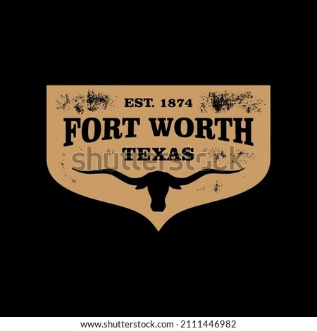 Retro badge Forth Worth, Texas, USA. Visit city logo template for banner, flyer and branding