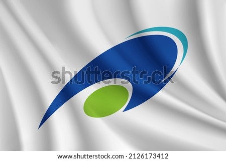 Flag of Tsu, Mie, Japan. Realistic waving flag of Tsu, Mie vector background.