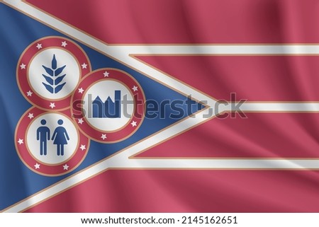 Flag of Hancock County, Ohio, USA. Realistic waving flag of Hancock County vector background.