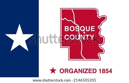 Flag of Bosque County, Texas, USA. Realistic waving flag of Bosque County vector background. Foto stock © 