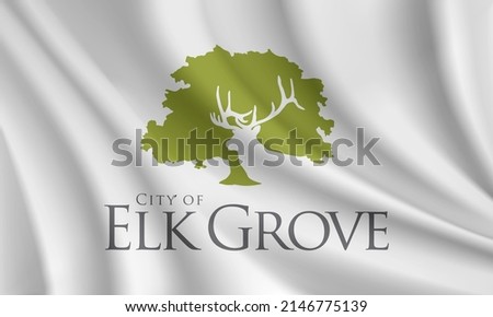 Flag of Elk Grove, California, USA. Realistic waving flag of Elk Grove vector background.