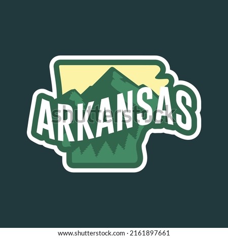 Mountain logo of Arkansas map. Badge vintage illustration design
