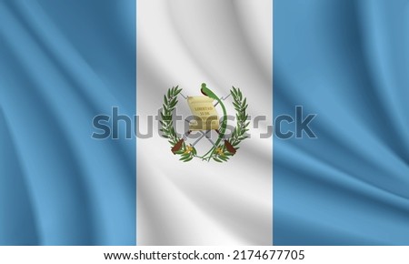 Realistic waving flag of Guatemala vector background.