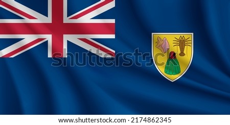 Realistic waving flag of Turks and Caicos Islands vector background.