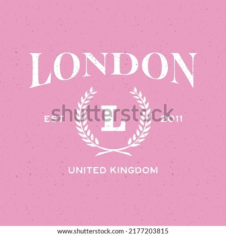 Retro college varsity typography slogan print for girl t shirt, sweatshirt or hoodie. London, UK.