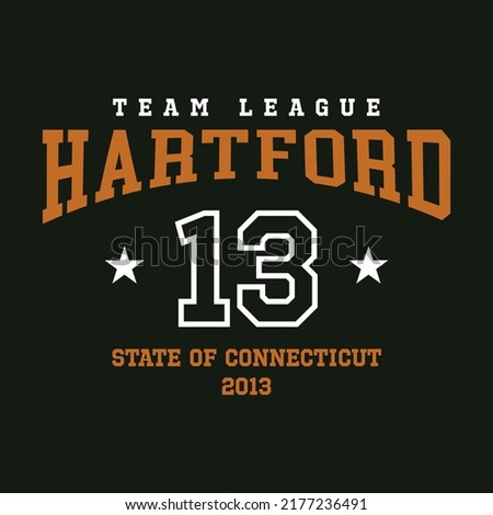 Retro college varsity typography Hartford, Connecticut slogan print, vector illustration, for t-shirt graphic.
