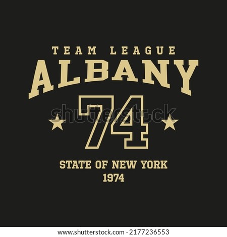 Retro college varsity typography Albany, New York slogan print, vector illustration, for t-shirt graphic.