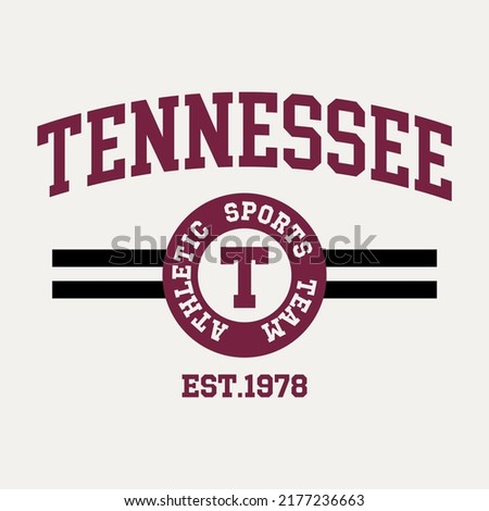 Retro college varsity typography Tennessee slogan print, vector illustration, for t-shirt graphic.