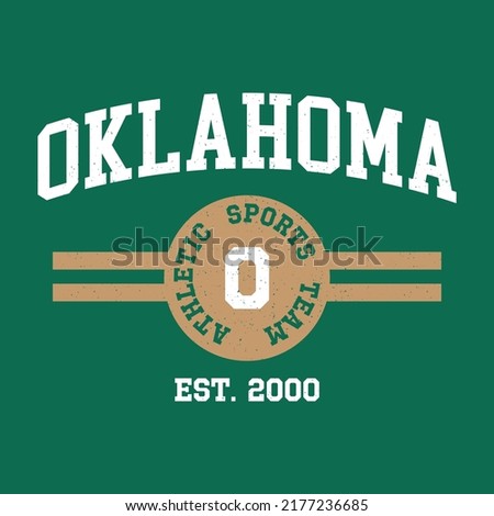 Retro college varsity typography Oklahoma slogan print, vector illustration, for t-shirt graphic.