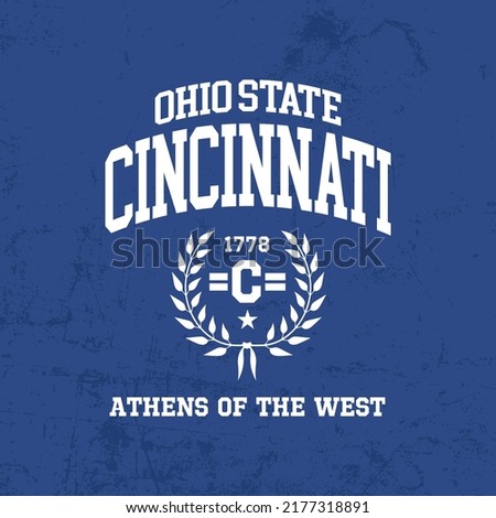 Retro college font typography Cincinnati, Ohio slogan print for tee - t shirt and sweatshirt - hoodie