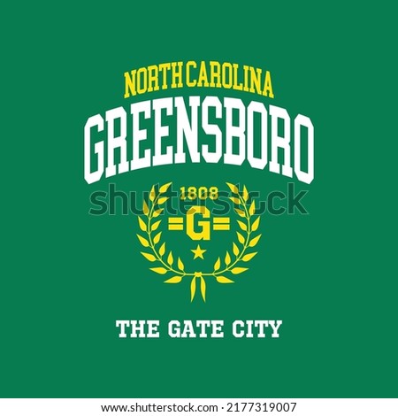 Retro college font typography Greensboro, North Carolina slogan print for tee - t shirt and sweatshirt - hoodie