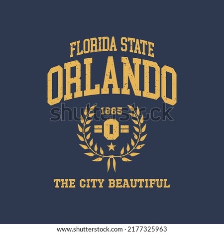 Retro college font typography Orlando slogan print for tee - t shirt and sweatshirt - hoodie