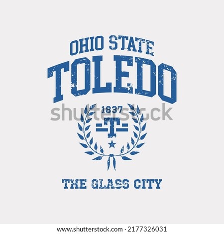 Retro college font typography Toledo slogan print for tee - t shirt and sweatshirt - hoodie