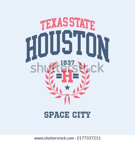 Houston, Texas design for t-shirt. College tee shirt print. Typography graphics for sportswear and apparel. Vector illustration.