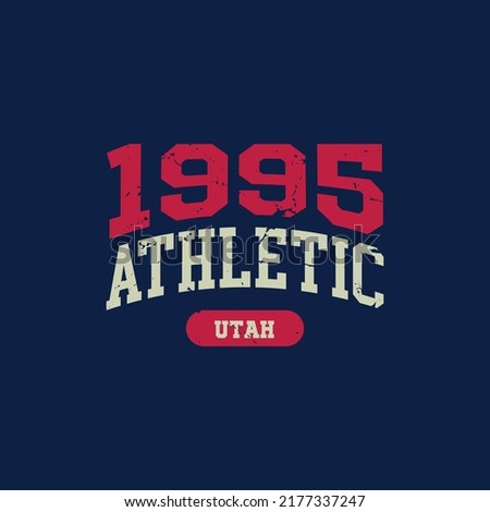 1995, Utah design for t-shirt. College tee shirt print. Typography graphics for sportswear and apparel. Vector illustration.