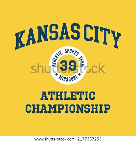 Kansas City, Missouri design for t-shirt. Athletic tee shirt print. Typography graphics for sportswear and apparel. Vector illustration.