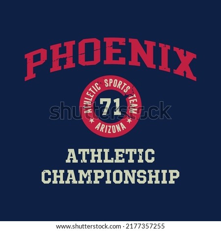 Phoenix, Arizona design for t-shirt. Athletic tee shirt print. Typography graphics for sportswear and apparel. Vector illustration.