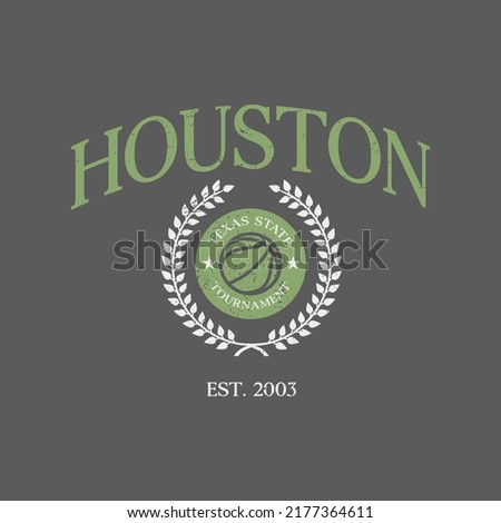 Basketball team Houston, Texas. Typography graphics for sportswear and apparel. Vector print design.