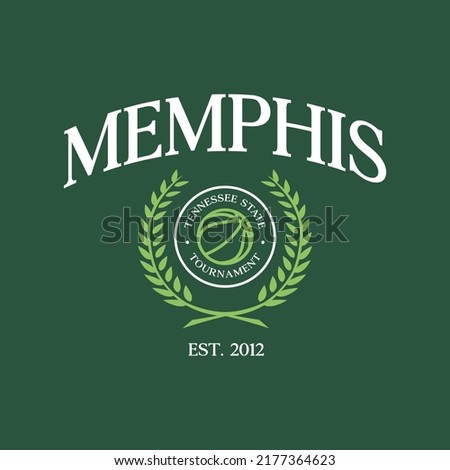 Basketball team Memphis, Tennessee. Typography graphics for sportswear and apparel. Vector print design.