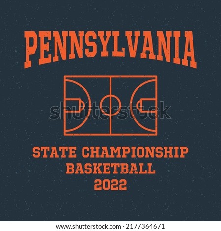 Basketball team state of Pennsylvania. Typography graphics for sportswear and apparel. Vector print design.