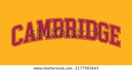 T-shirt stamp graphic, UK Sport wear typography emblem Cambridge vintage tee print, athletic apparel design shirt graphic print. vector